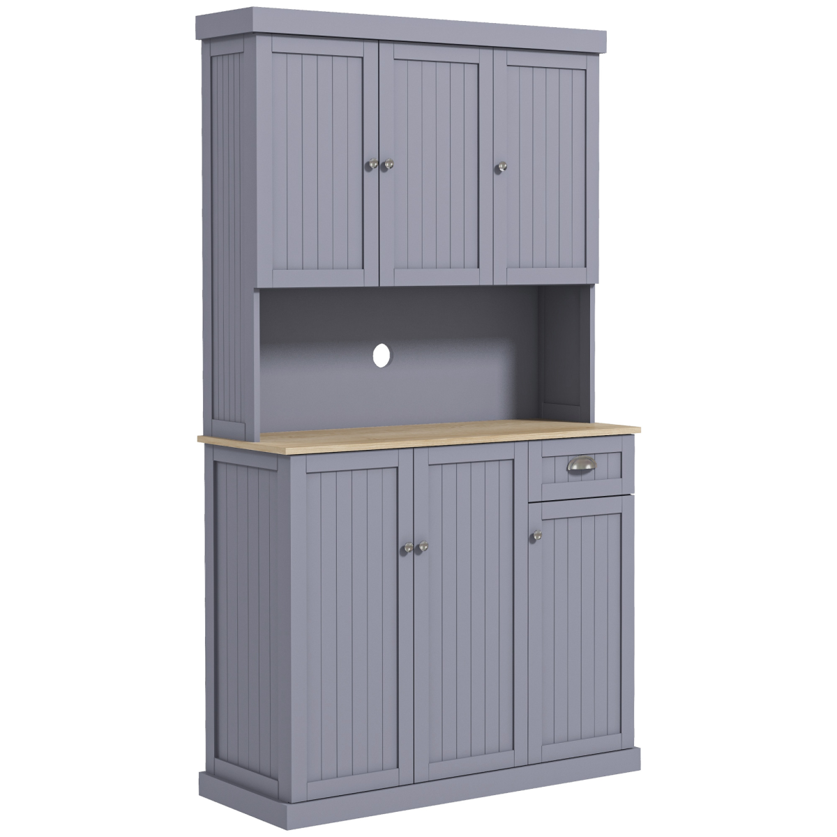 HOMCOM Kitchen Cupboard Storage Cabinet with Adjustable Shelves, Grey