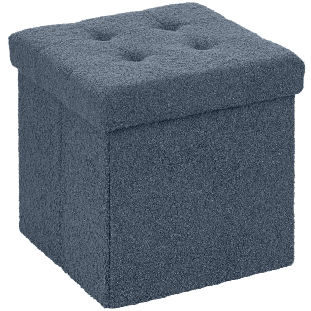 HOMCOM Foldable Velvet-Feel Storage Ottoman, 38 x 38 x 38 cm, Grey
