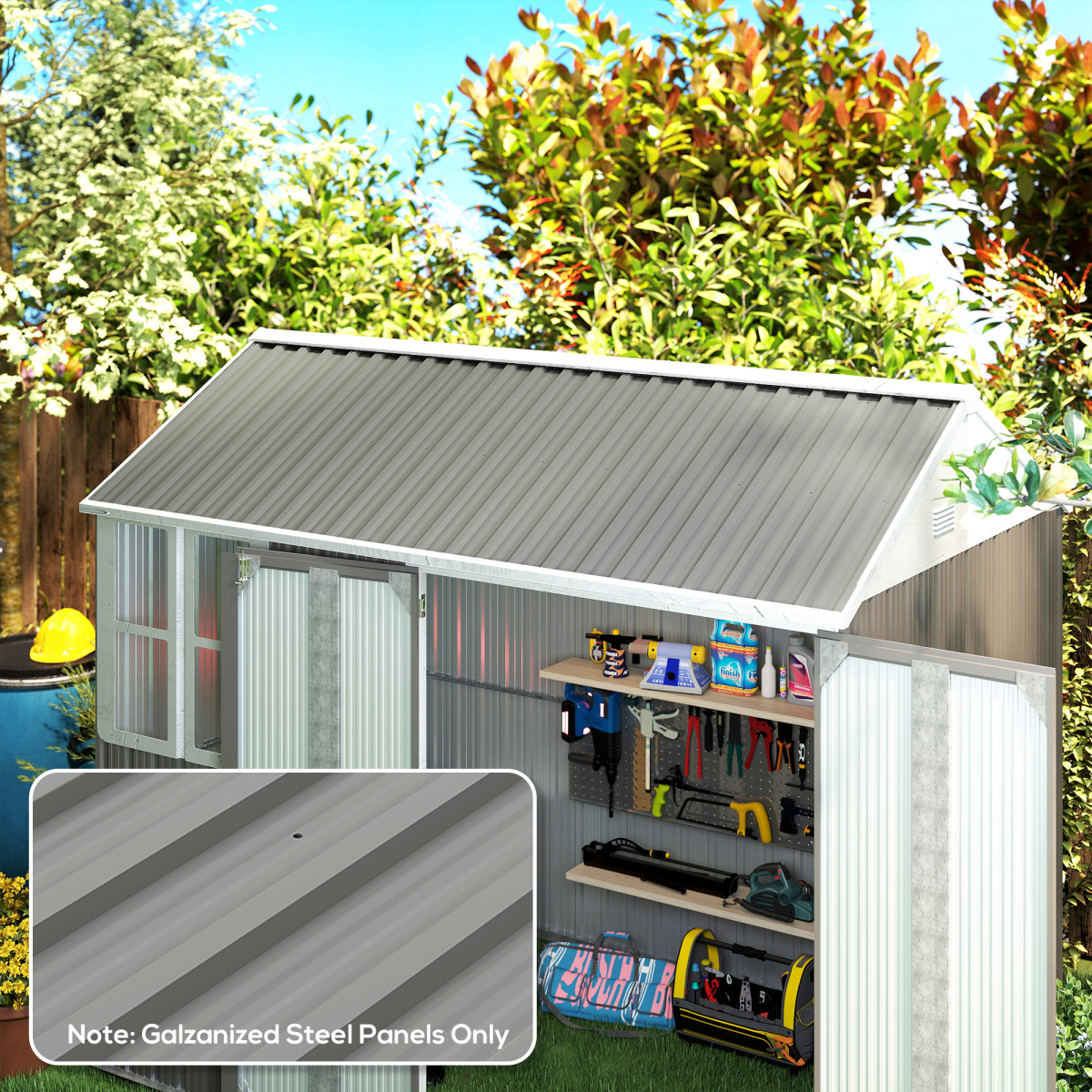 Outsunny Pack of 12 Metal Roofing Sheets for Greenhouse, Black