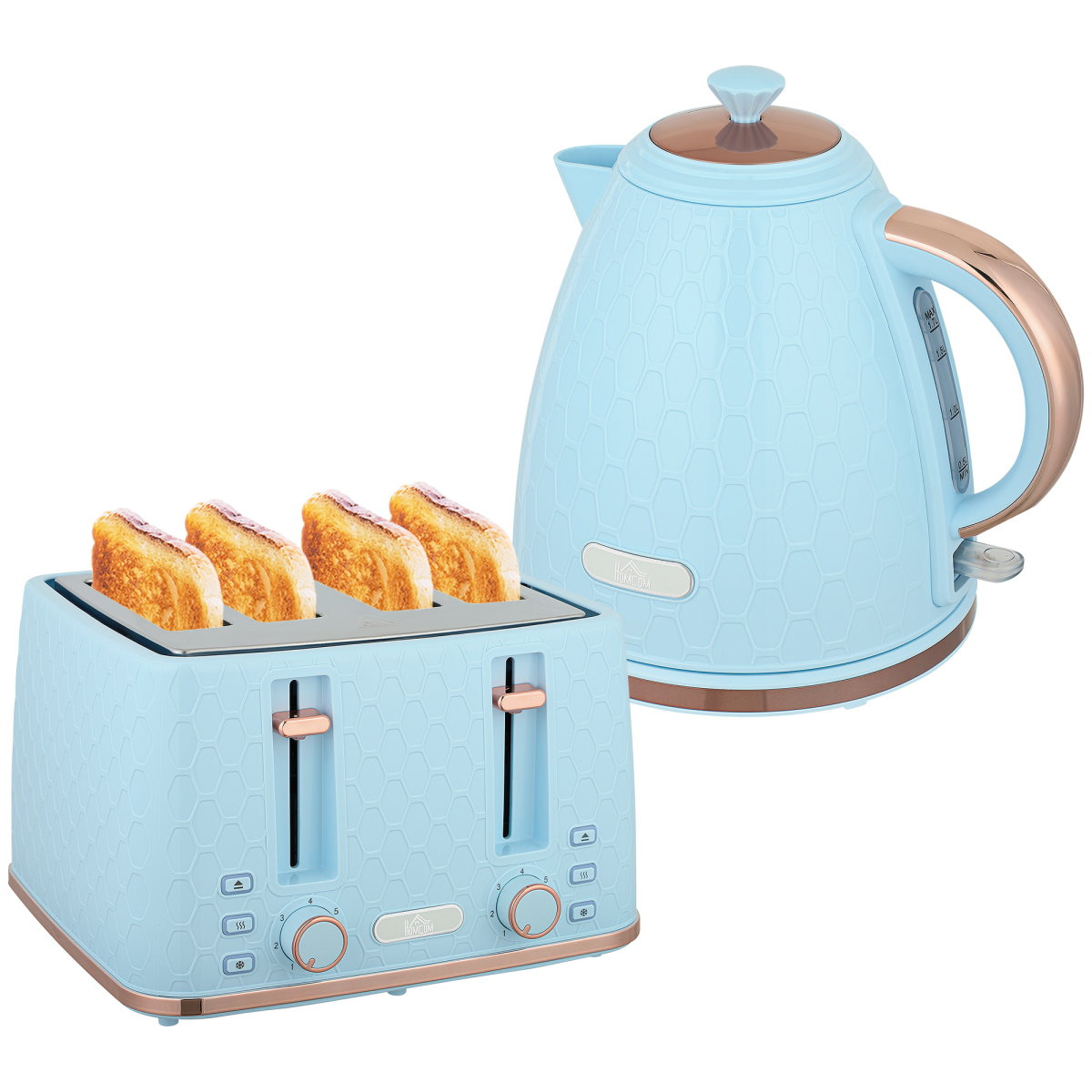HOMCOM 1.7L Kettle and Toaster Set with Defrost Reheat and Crumb Tray