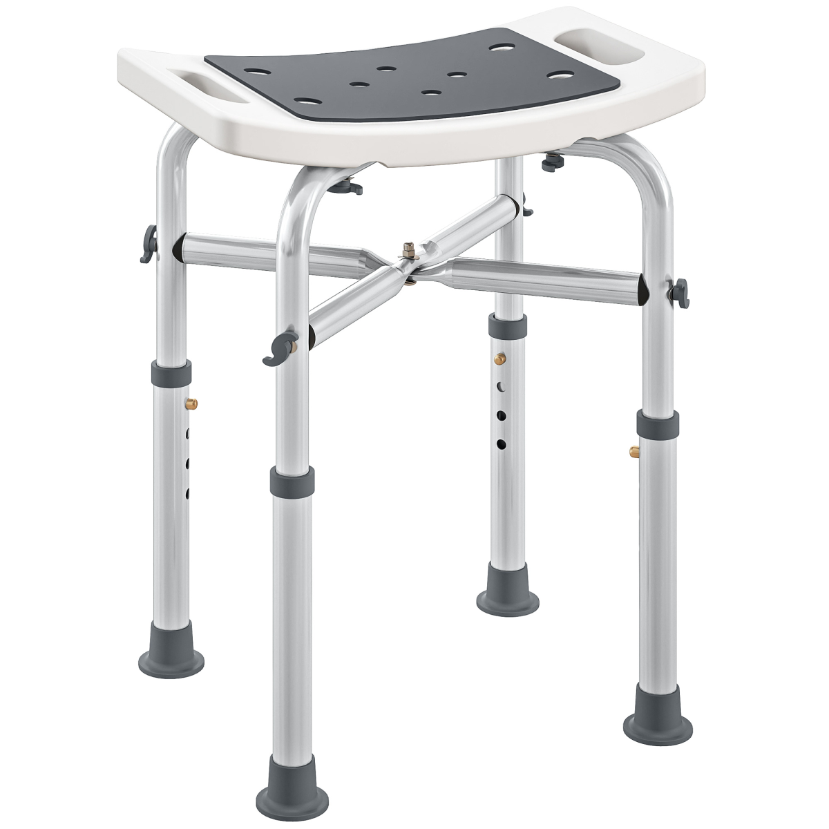 HOMCOM Adjustable Shower Stool with Foot Pads for Elderly Disabled