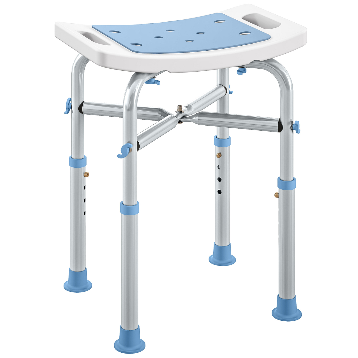 HOMCOM Adjustable Shower Stool with Foot Pads for Elderly Disabled