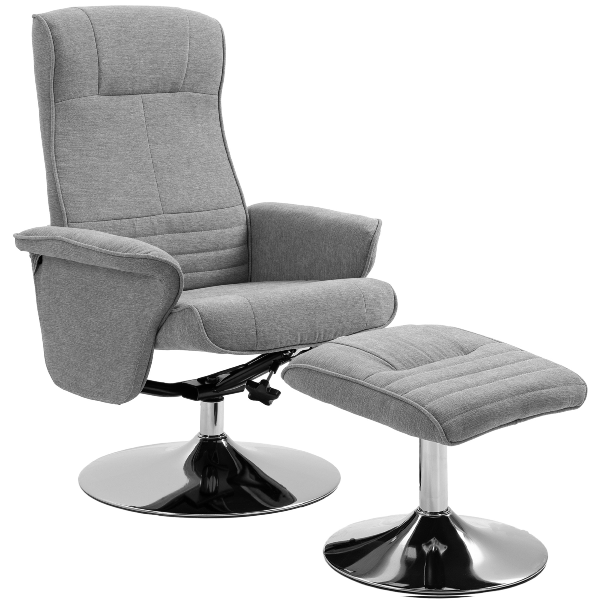 HOMCOM Upholstered Swivel Recliner Armchair with Ottoman