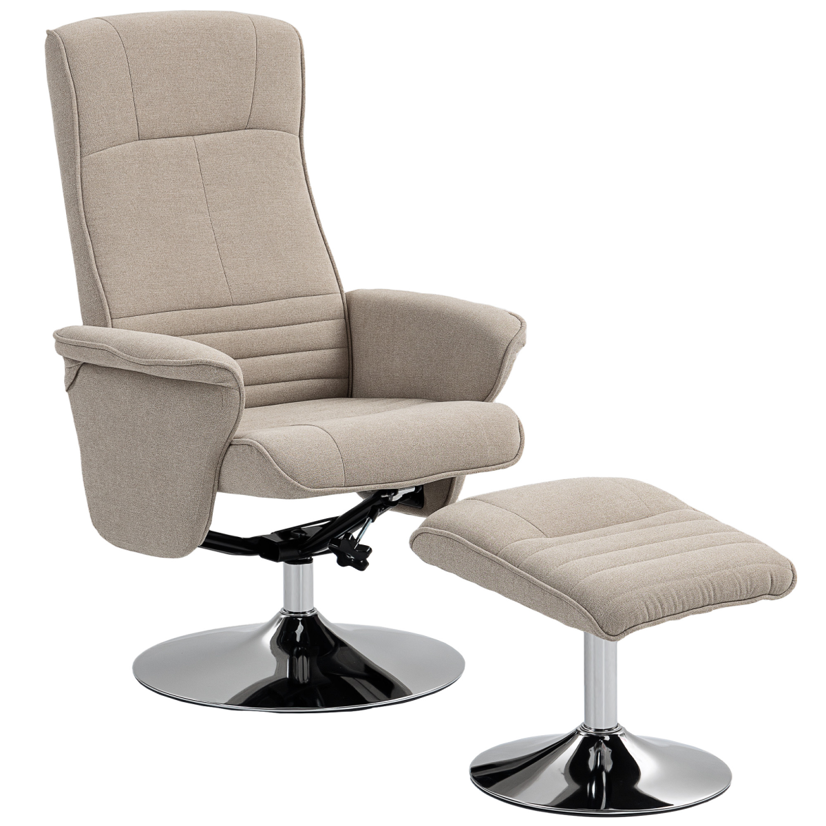 HOMCOM Upholstered Swivel Recliner Armchair with Ottoman