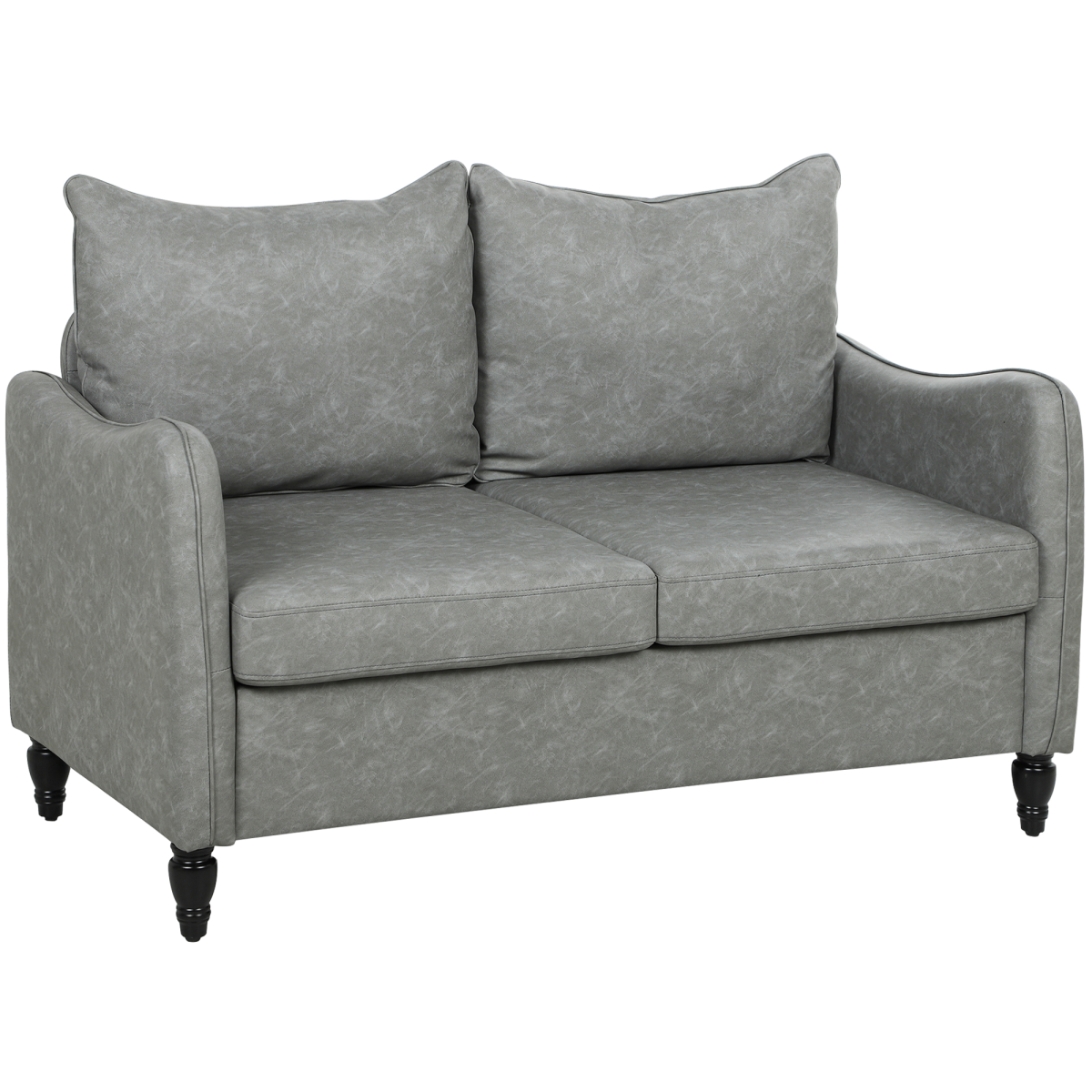 HOMCOM Two-Seater Sofa, Modern Small Sofa with Solid Wood Legs