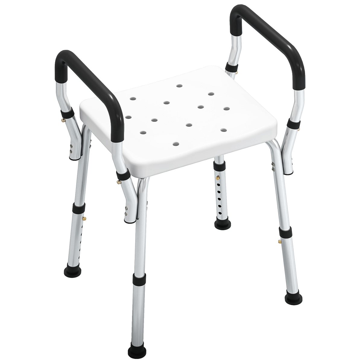 HOMCOM Rust-Free Aluminium Bath Chair with Adjustable Height