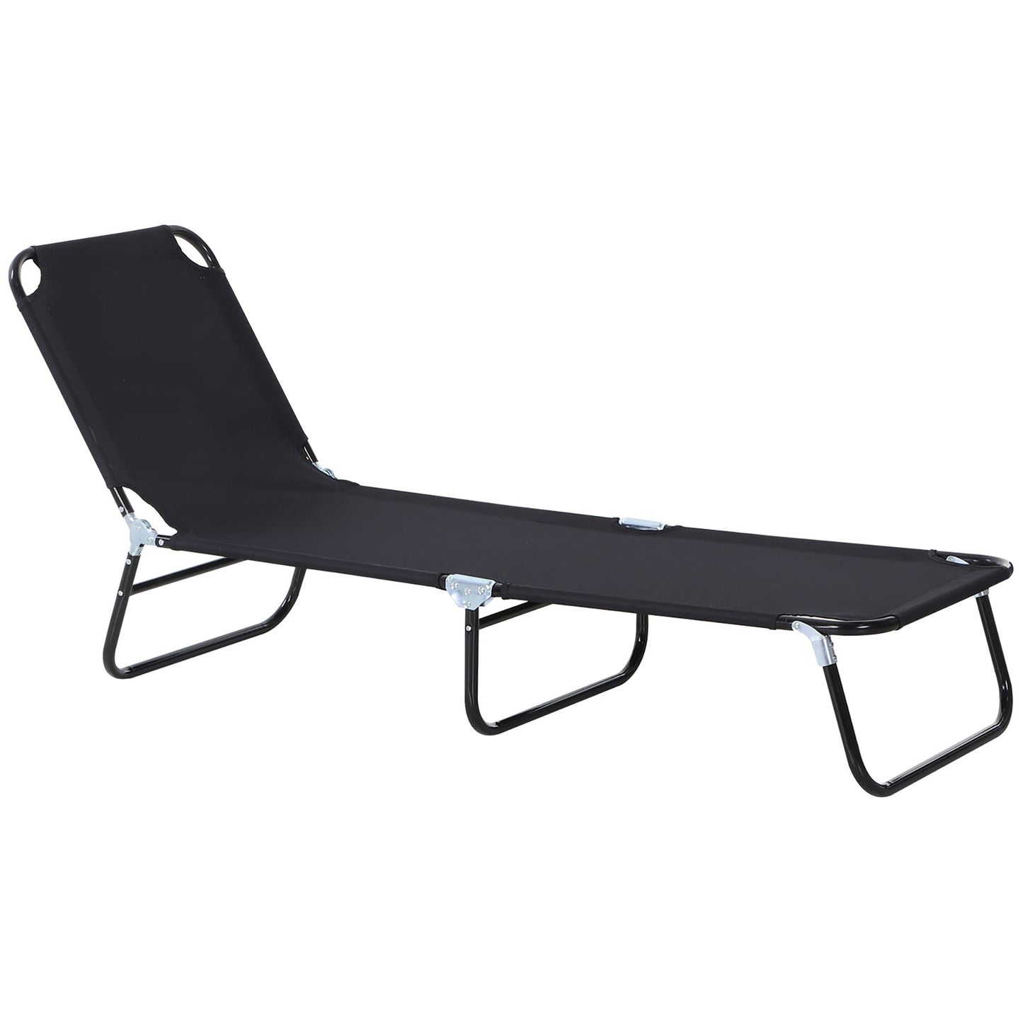 Portable Folding Sun Lounger 4-Position Adjustable Backrest Relaxer Recliner