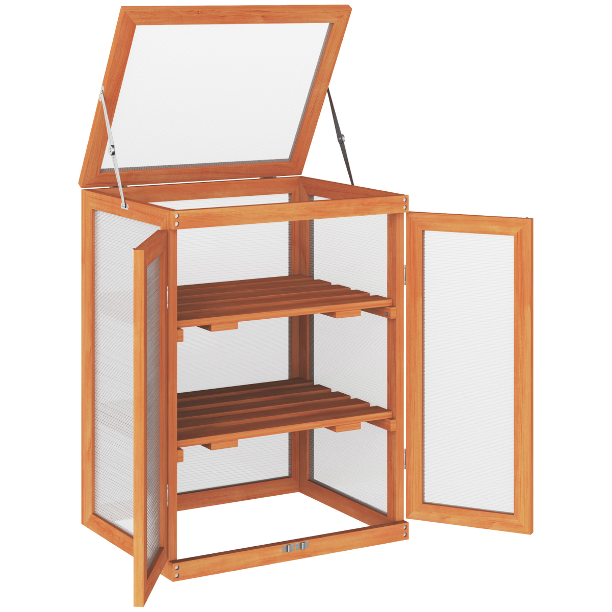 3-tier Wooden Cold Frame Grow House Garden Greenhouse Planting Storage Shelves