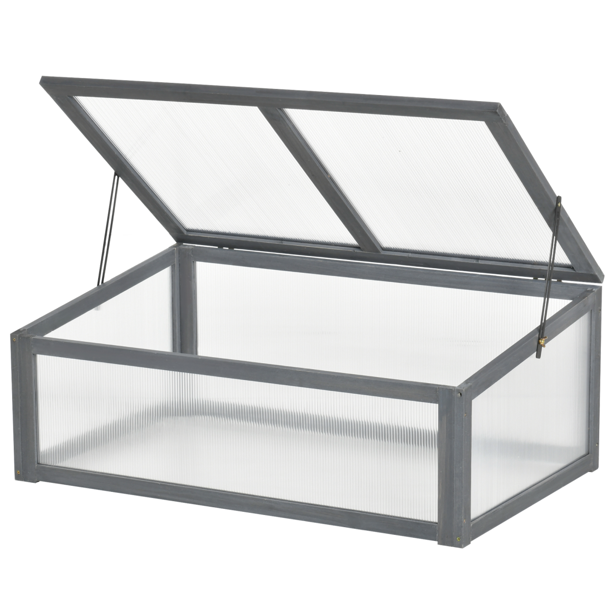 Square Wooden Greenhouse with Openable & Tilted Top Cover, PC Board