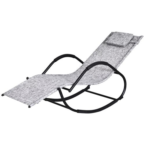 Outsunny Patio Rocking Lounge Chair Zero Gravity Chaise w/ Padded Pillow