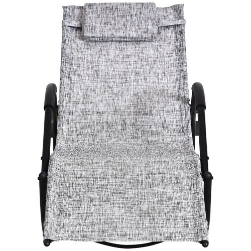 Outsunny Patio Rocking Lounge Chair Zero Gravity Chaise w/ Padded Pillow