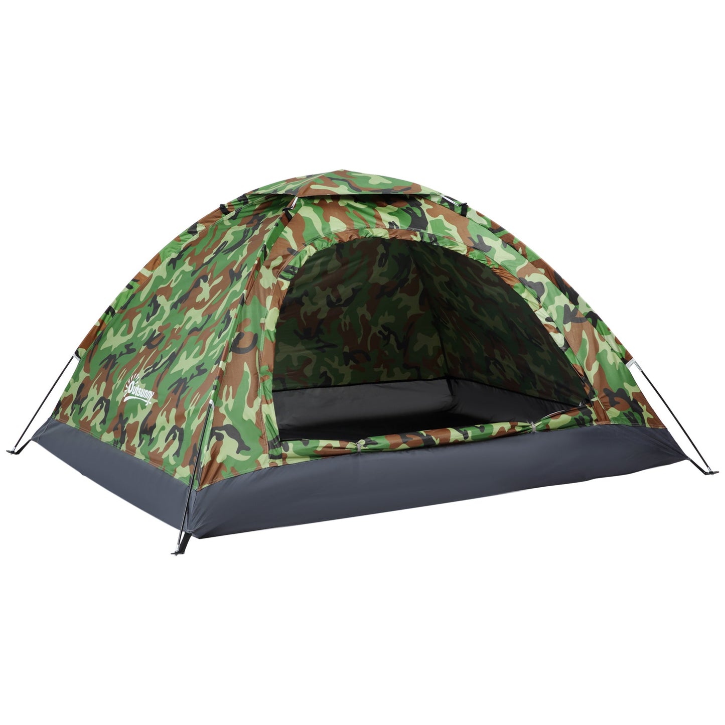 Outsunny 2 Person Camping Tent, Dome Tent with Zipped Doors, Storage Pocket, Portable Handy Bag