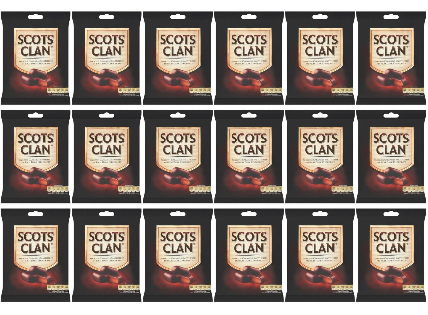 18 x Scots Clan Smooth Caramels Smothered In Rich Dark Chocolate 135G