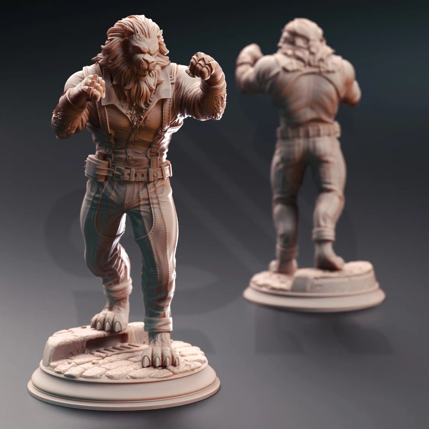 Vaa’dren Snowmane – Lionfolk Bouncer - 3D Printed Fighter Miniature