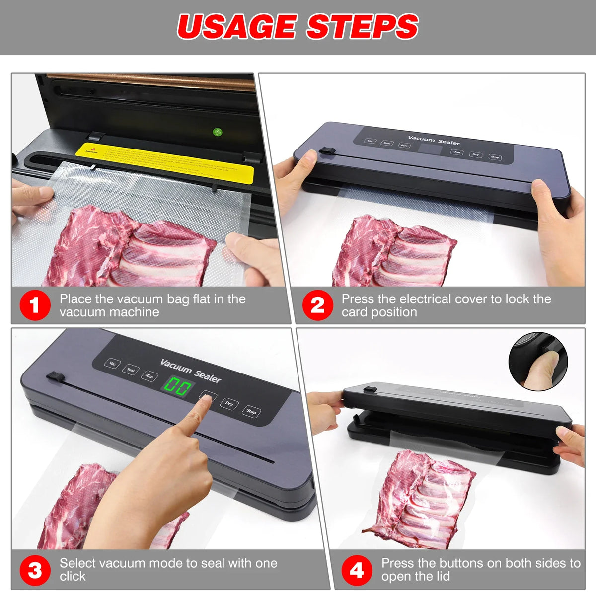 Automatic Food Vacuum Sealer Machine, 5-Mode Vacuum Sealing with Built-In Cutter & 10 Sealing Bags