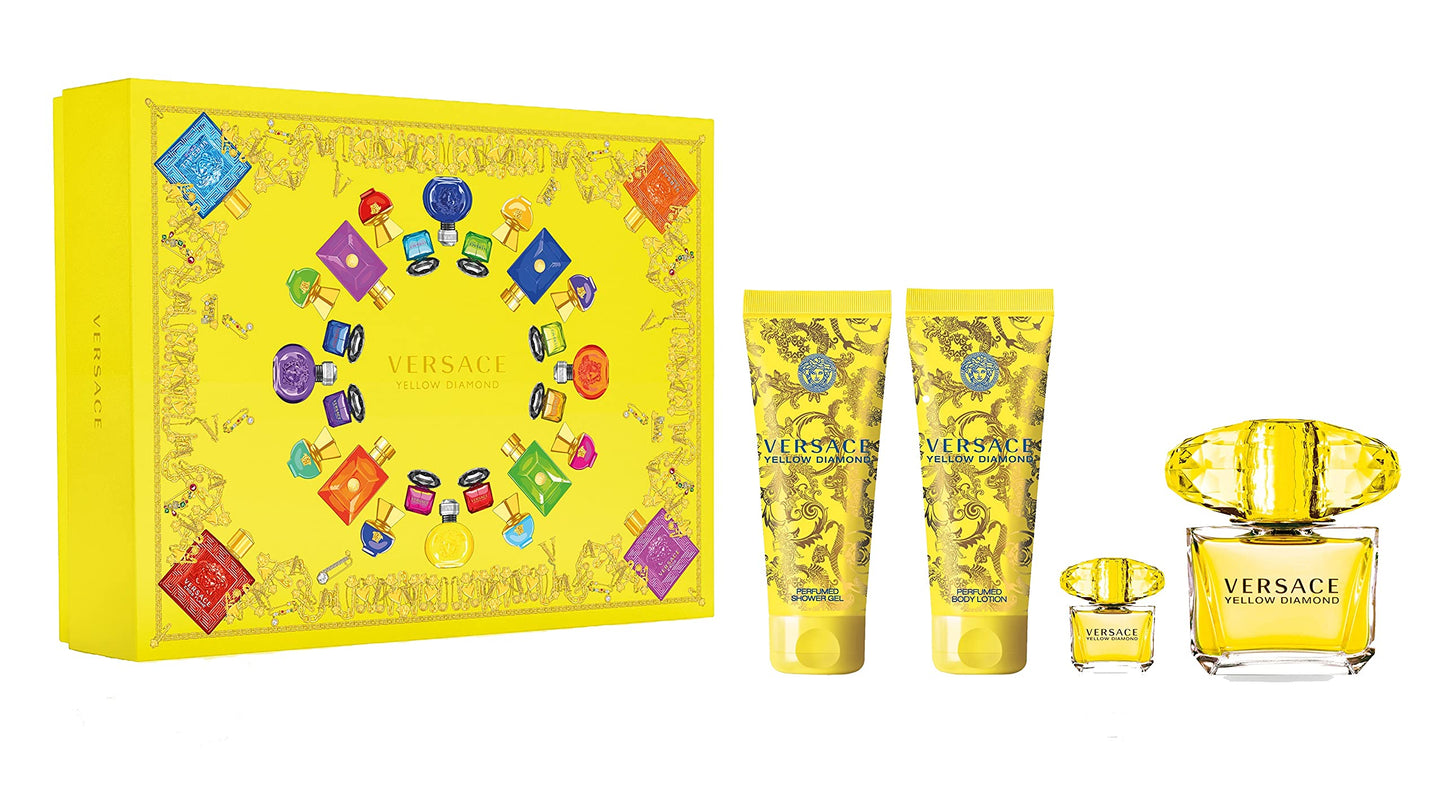 Versace Yellow Diamond Gift Set 90ml EDT + 100ml Body Lotion + 100ml Shower Gel + 5ml EDT