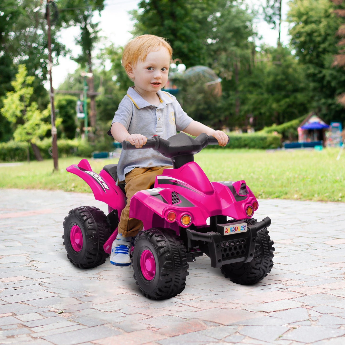 AIYAPLAY 6V Kids Electric Quad Bike with Music, Forward Function