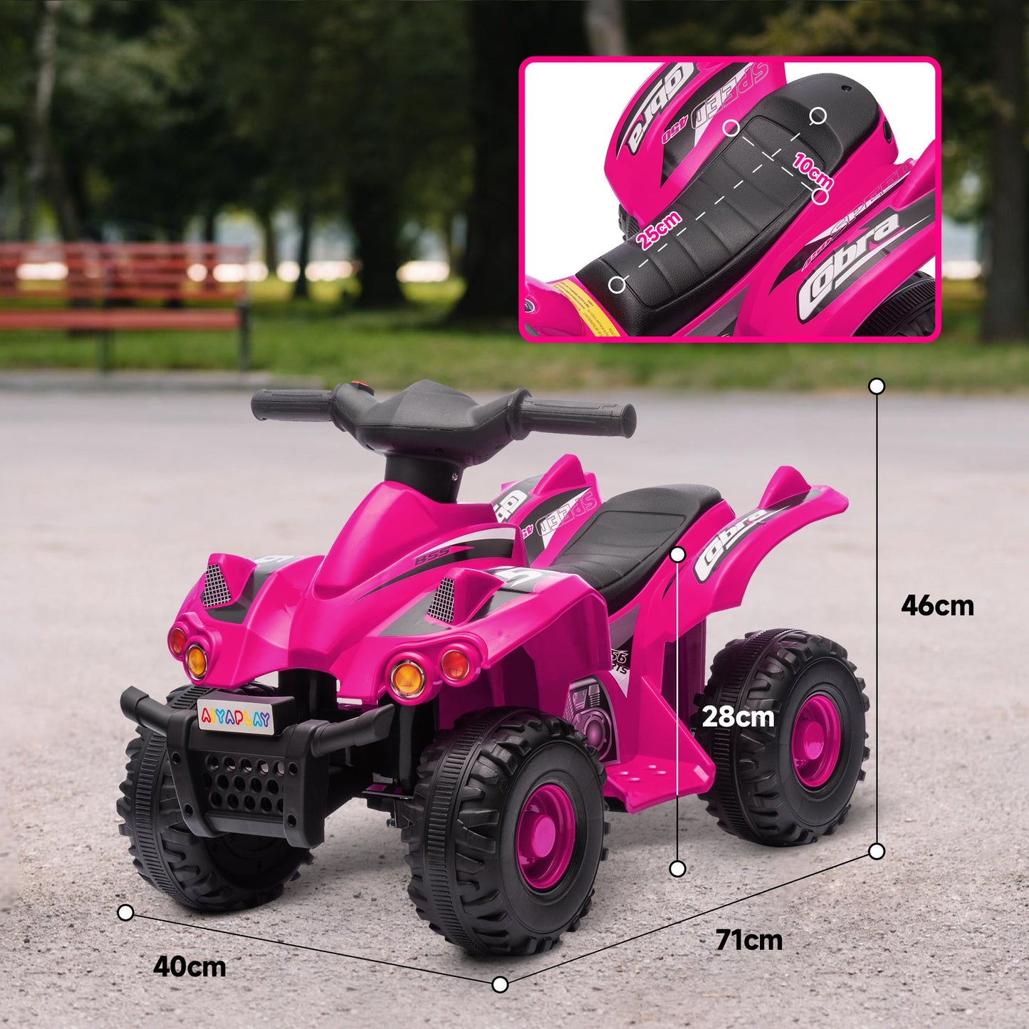 AIYAPLAY 6V Kids Electric Quad Bike with Music, Forward Function