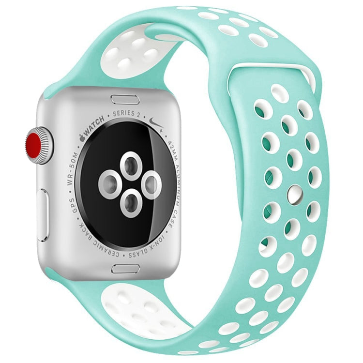 For Apple Watch Series 10 42mm / 9&8&7 41mm / SE 3&SE 2&6&SE&5&4 40mm / 3&2&1 38mm Fashionable Classical Silicone Sport Watch Band(Grey White)