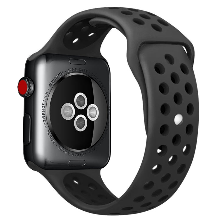 For Apple Watch Series 10 42mm / 9&8&7 41mm / SE 3&SE 2&6&SE&5&4 40mm / 3&2&1 38mm Fashionable Classical Silicone Sport Watch Band(Grey White)