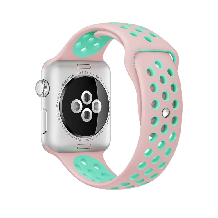 For Apple Watch Series 10 42mm / 9&8&7 41mm / SE 3&SE 2&6&SE&5&4 40mm / 3&2&1 38mm Fashionable Classical Silicone Sport Watch Band(Grey White)