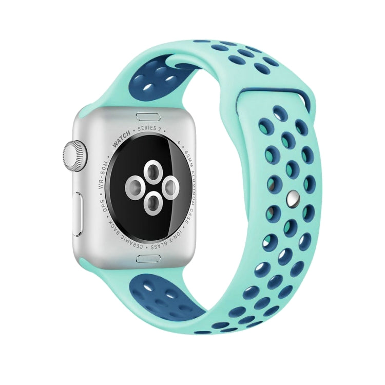 For Apple Watch Series 10 42mm / 9&8&7 41mm / SE 3&SE 2&6&SE&5&4 40mm / 3&2&1 38mm Fashionable Classical Silicone Sport Watch Band(Grey White)