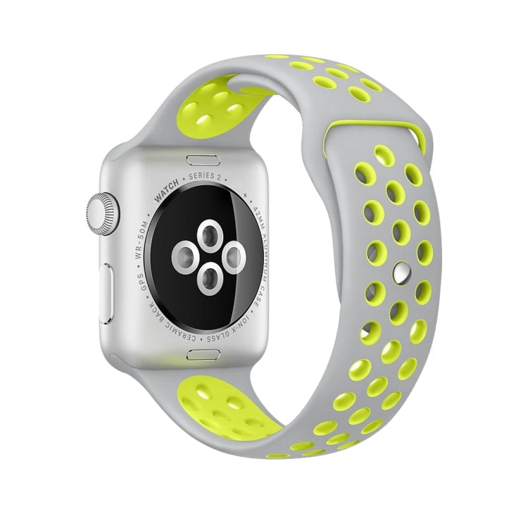 For Apple Watch Series 10 42mm / 9&8&7 41mm / SE 3&SE 2&6&SE&5&4 40mm / 3&2&1 38mm Fashionable Classical Silicone Sport Watch Band(Grey White)