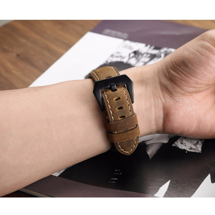 Crazy Horse Layer Frosted Silver Buckle Watch Leather Watch Band, Size: 20mm