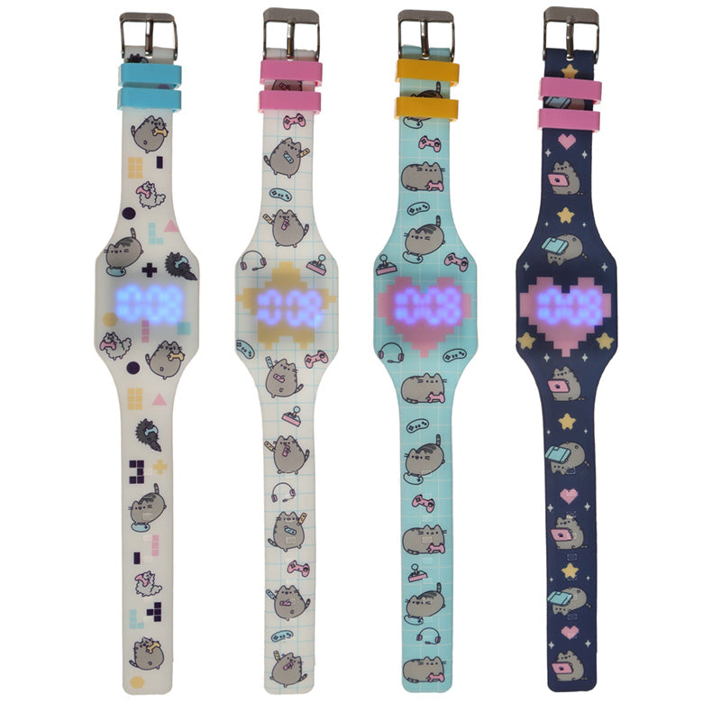 Pusheen Cat Gamer Girl Silicone Digital Watch
