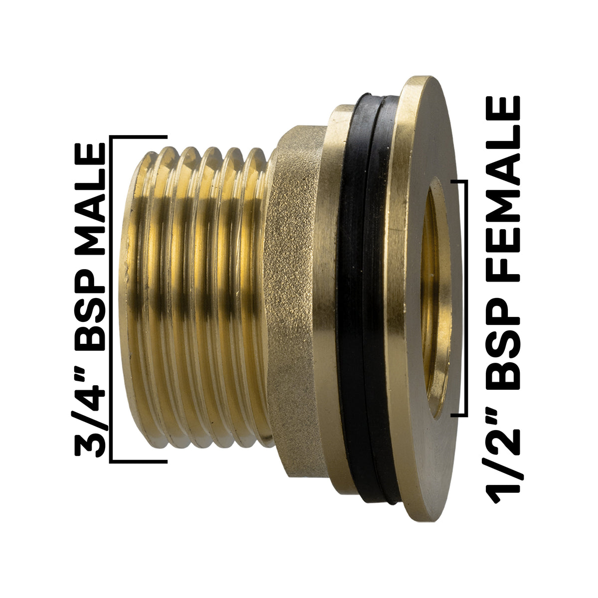 Water Butt Brass Kit 3/4" with Lever Tap Hose Barb and Side Lock and Drill Bit