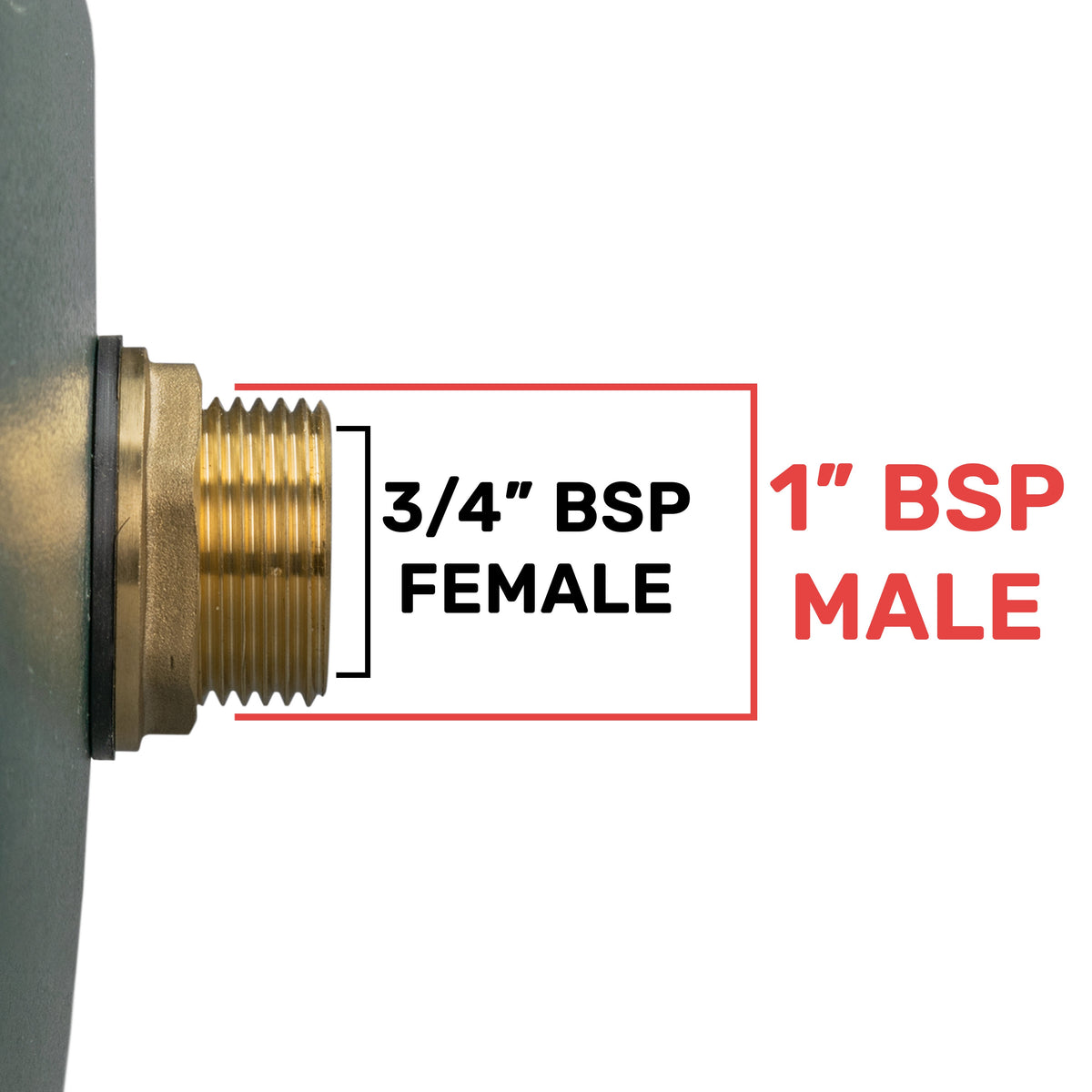 Water Butt Brass 1" BSP Male - 3/4" BSP Female and Drill Bit