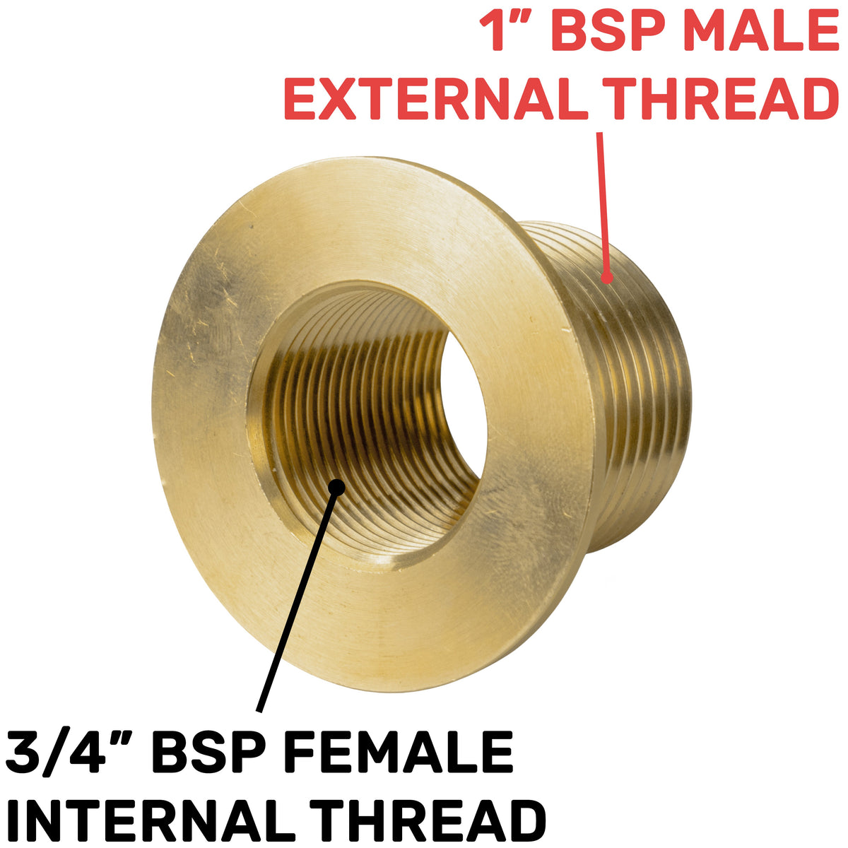 Water Butt Brass 1" BSP Male - 3/4" BSP Female and Drill Bit