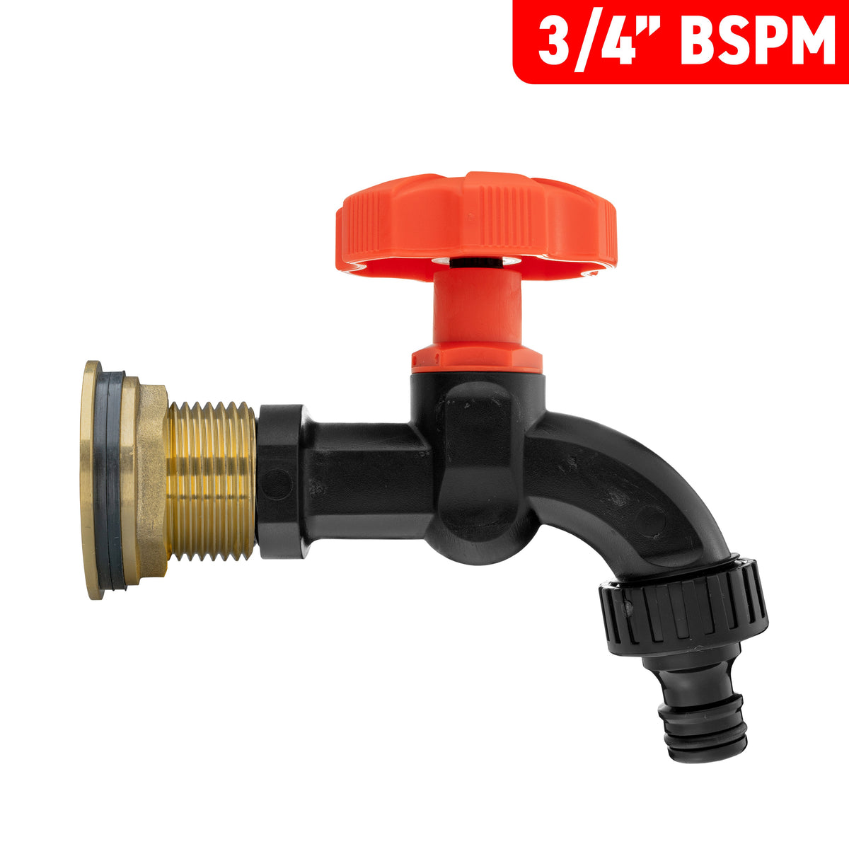 Water Butt Brass Kit 3/4" with Black Dial Tap and Drill Bit