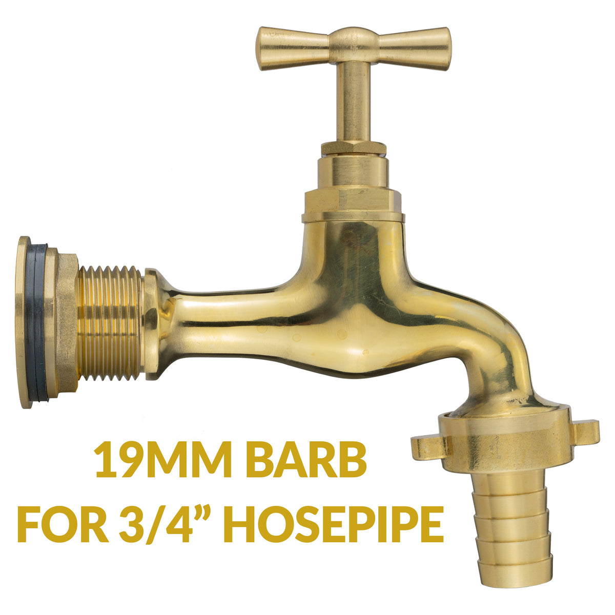 Water Butt Brass Kit 3/4" with 19mm Barbed Polished Brass Tap and Drill Bit