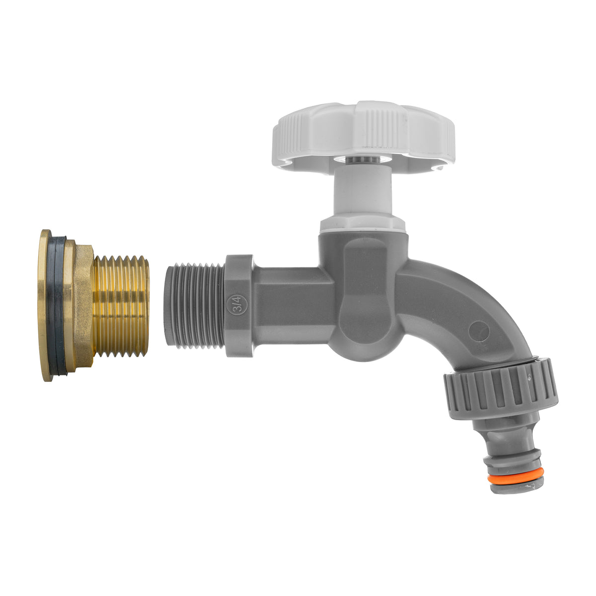 Water Butt Brass Kit 1" with Grey Dial Tap