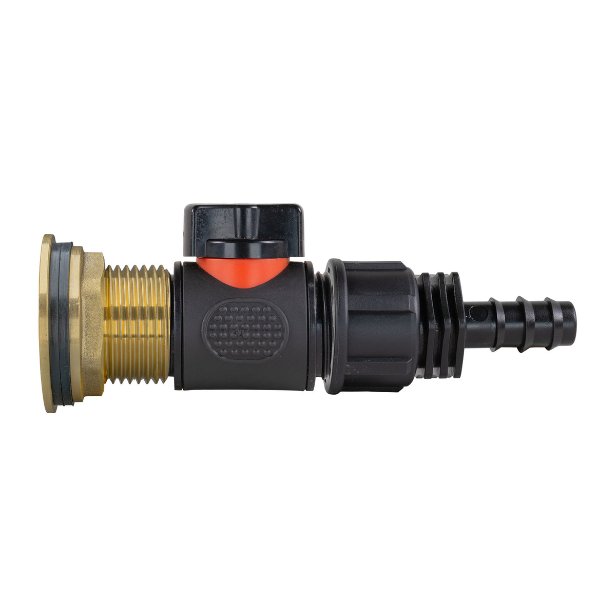 Water Butt Brass Kit 1" with In-Line Valve + 16mm Barb