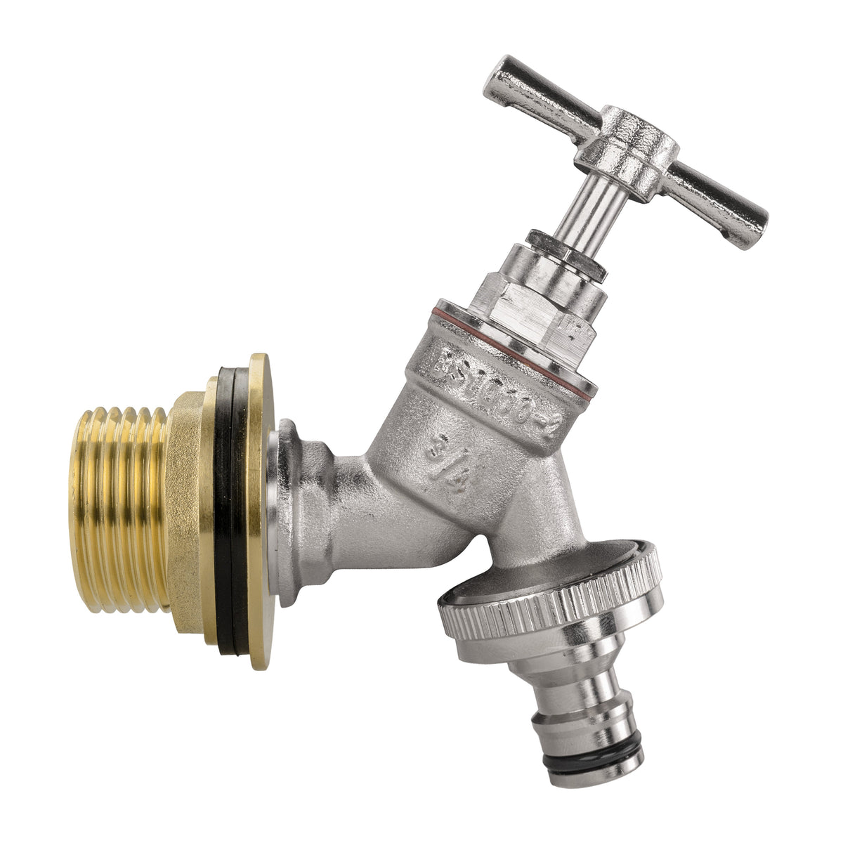 Water Butt Brass Kit 1" with Nickel Plated Quick Connect Tap
