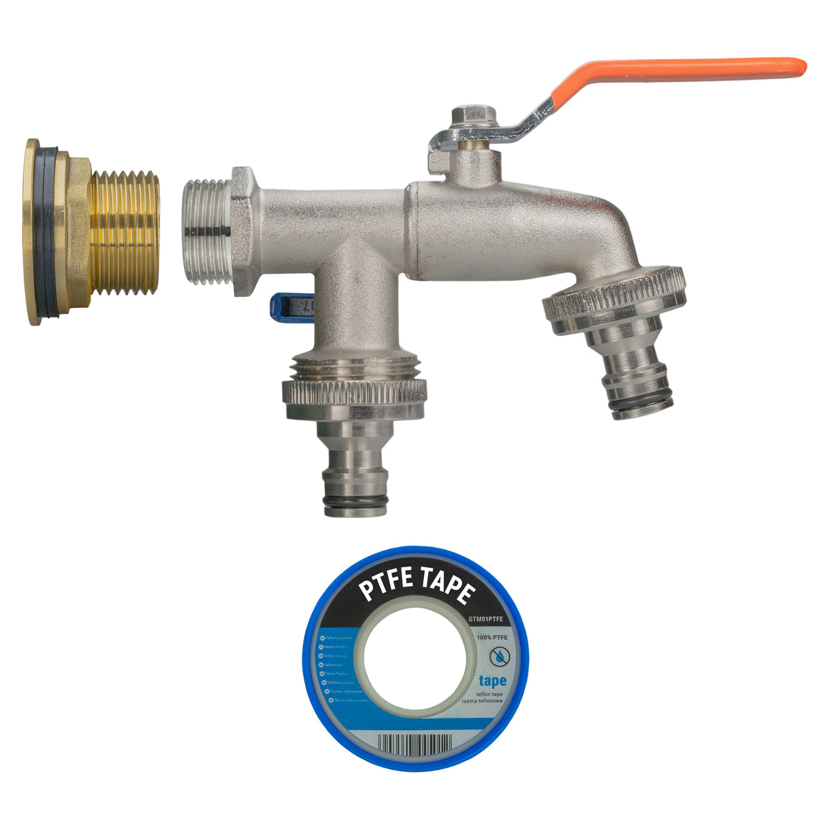 Water Butt Brass Kit 1" with Double Quick Connect Tap