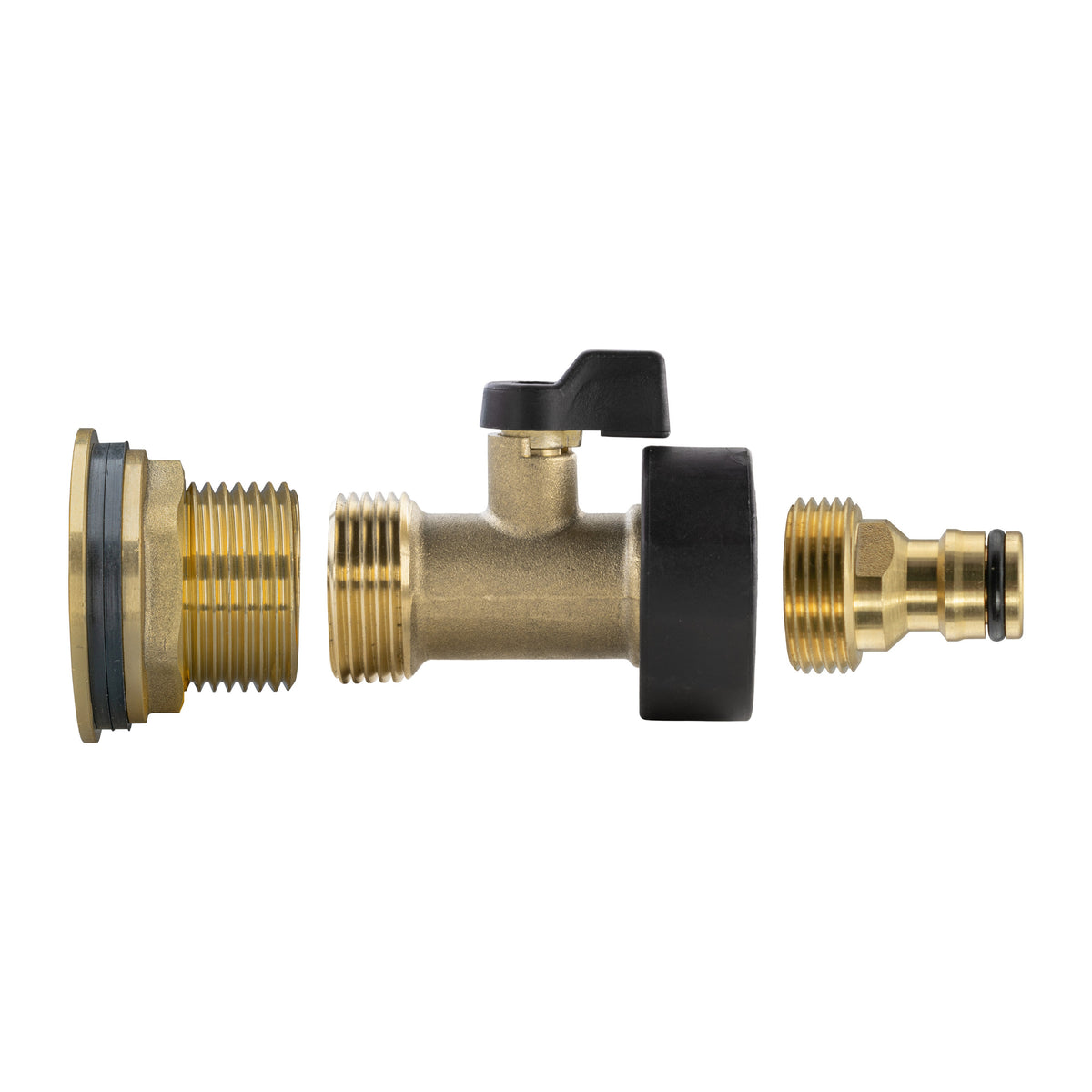 Water Butt Brass Kit 1" with Brass Valve + Quick Connect