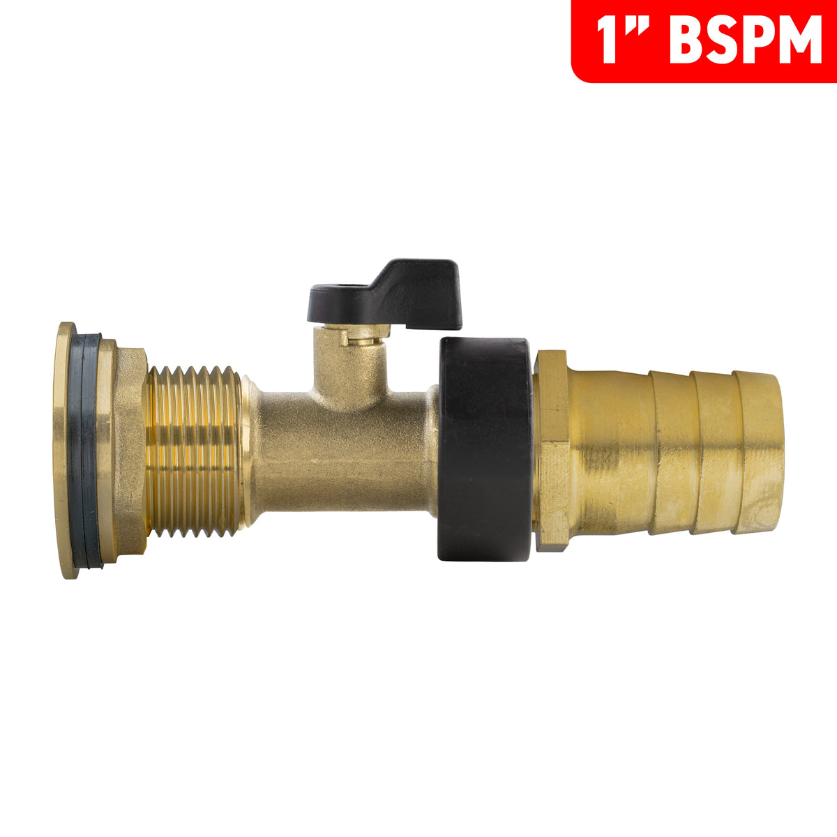 Water Butt Brass Kit 1" with Brass Valve + 25mm Barb and Drill Bit