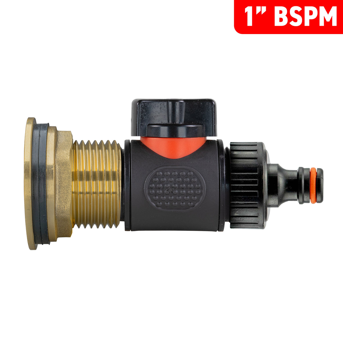 Water Butt Brass Kit 1" with In-Line Valve + Quick Connect