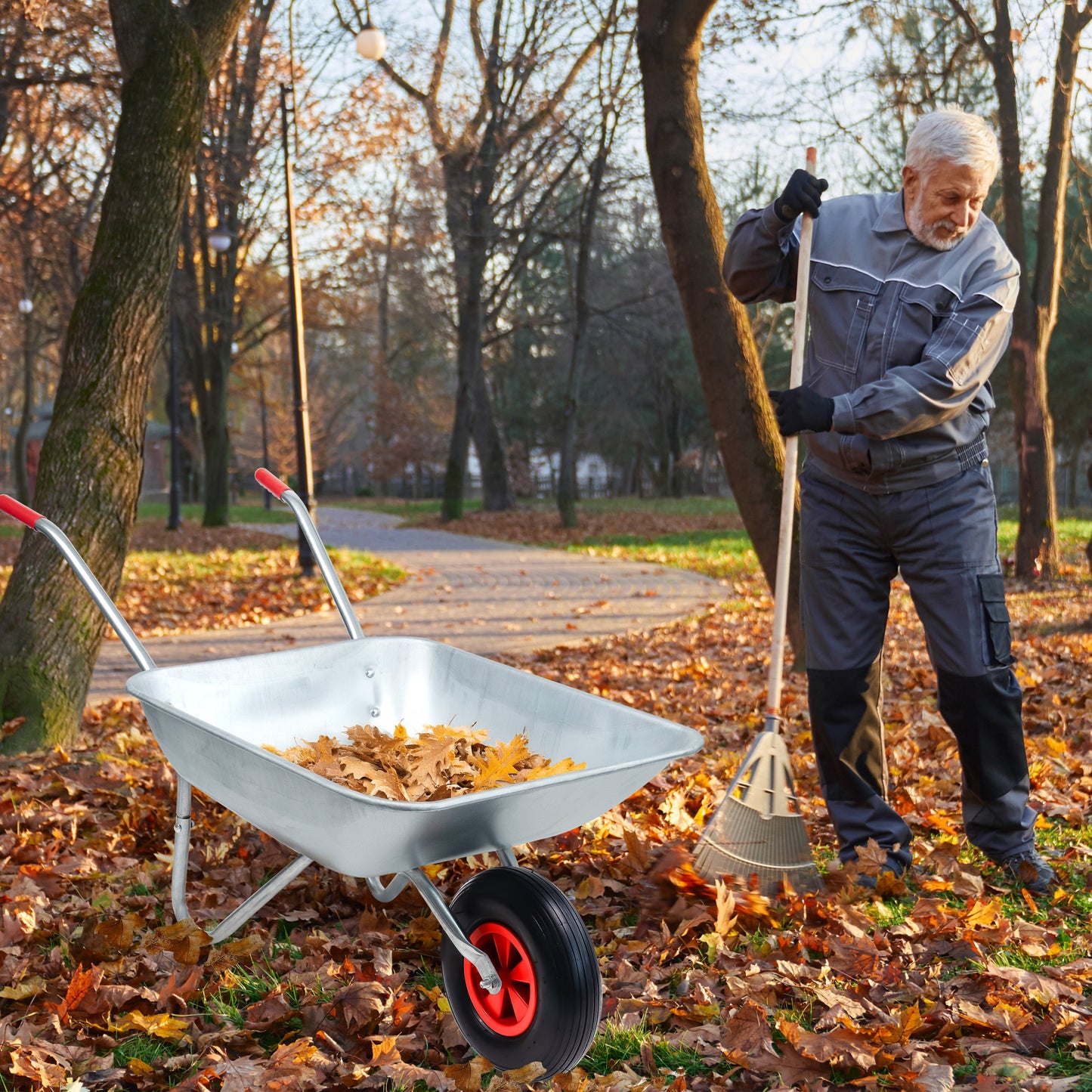 65 Liter Wheelbarrow Metal Cart Heavy Duty