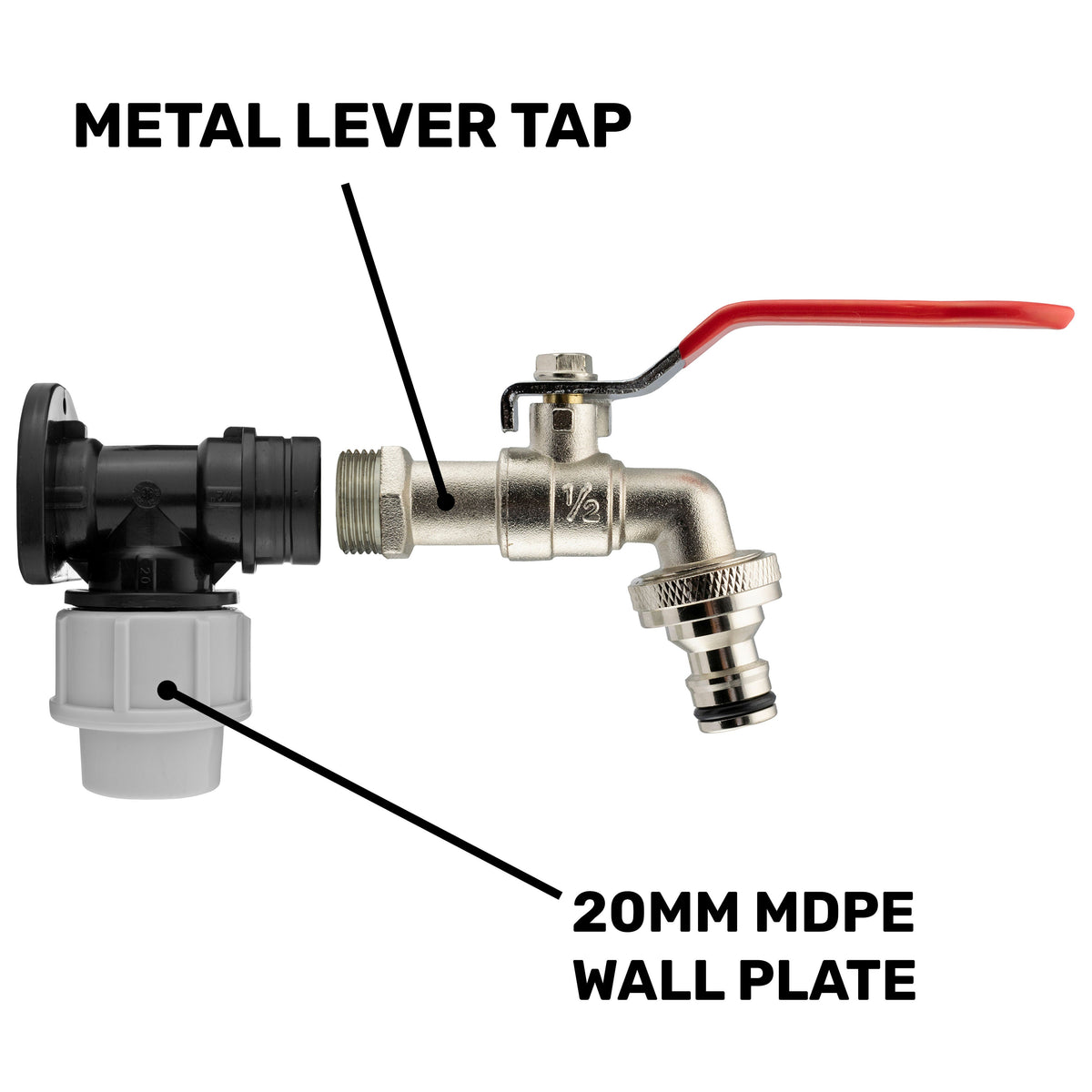 Wall Flange Kit 20mm MDPE - Lever Tap & Snap On