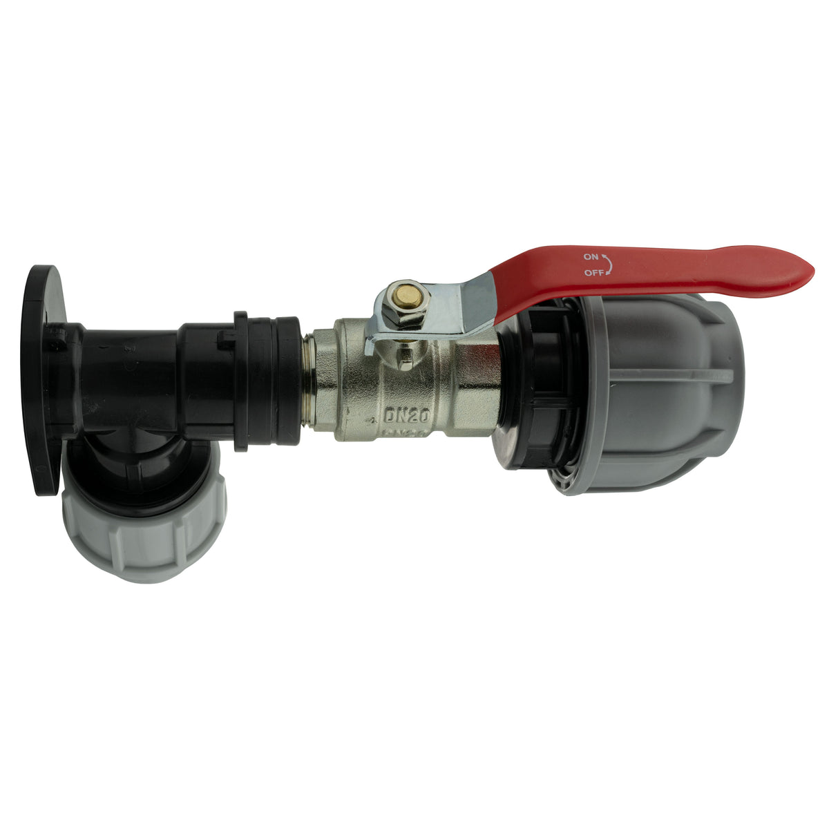 Wall Flange Kit 32mm MDPE + Lever Valve + 32mm MDPE Joiner