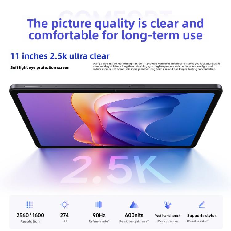 REDMI Pad 2 11 inch Tablet PC, Soft Light Edition 8GB+256GB, HyperOS 2, MediaTek G100-Ultra Octa Core CPU, Soft Light Edition 8GB+256GB