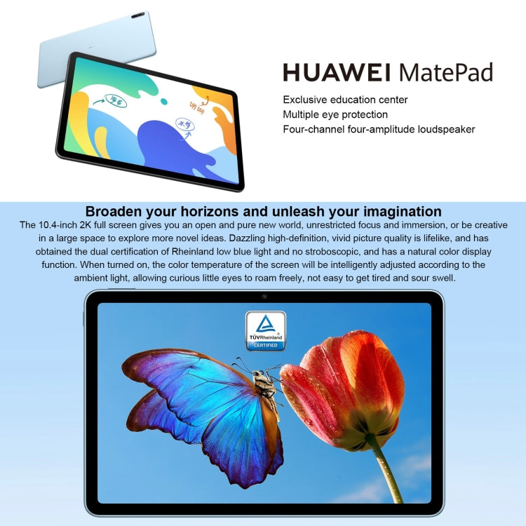 Huawei MatePad 10.4 BAH4-AL10 4G, 10.4 inch, 6GB+128GB, HarmonyOS 2 Qualcomm Snapdragon 778G 4G Octa Core up to 2.42GHz, Support Dual WiFi, OTG, Network: 4G, Not Support Google Play (Blue)