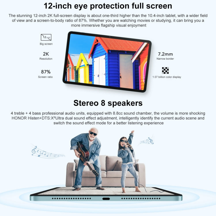 Honor Pad 8 HEY-W09 WiFi, 12 inch, 6GB+128GB, Magic UI 6.1 (Android S) Qualcomm Snapdragon 680 Octa Core, 8 Speakers, Not Support Google(Blue)