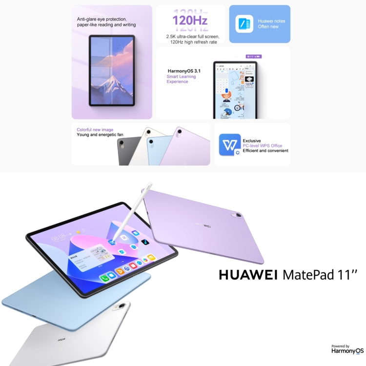 HUAWEI MatePad 11 inch 2023 WIFI DBR-W00 8GB+128GB, Paperfeel Diffuse Screen, HarmonyOS 3.1 Qualcomm Snapdragon 865 Octa Core up to 2.84GHz, Not Support Google Play(Black)
