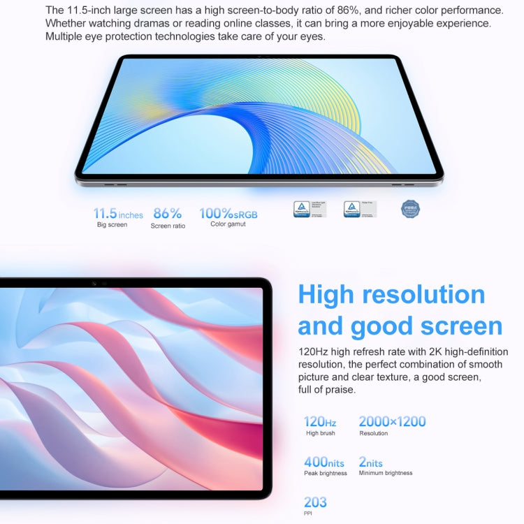 Honor Pad X8 Pro ELN-W09 WiFi, 11.5 inch, 4GB+128GB, MagicOS 7.1 Qualcomm Snapdragon 685 Octa Core, 6 Speakers, Not Support Google (Grey)