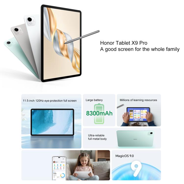 Honor Pad X9 Pro WiFi Tablet PC, 11.5 inch 6GB+128GB MagicOS 9.0 Qualcomm Snapdragon 685 Octa Core (Grey)